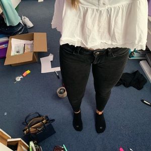 Black american eagle jeans size 0 short